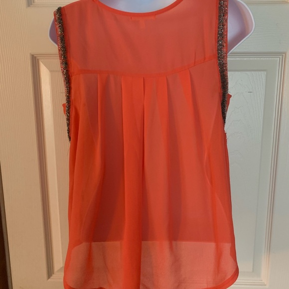 Miami sheer orange blouse with beaded accent size small - Picture 4 of 7
